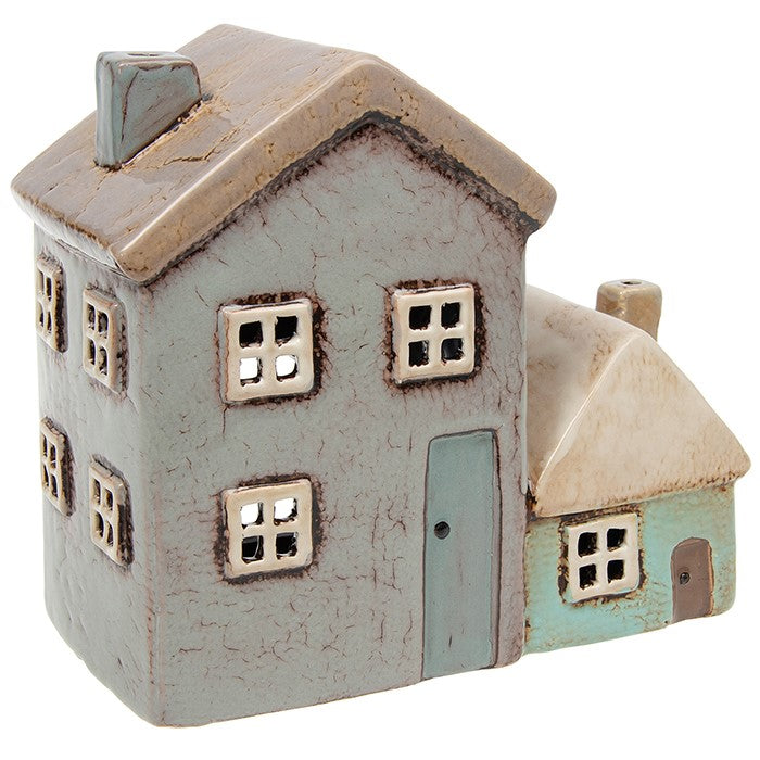 Grey and Aqua House Tealight Holder