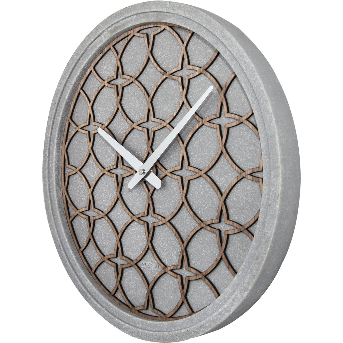 NeXtime - Wall Clock - Ø 39.5 cm - Polyresin/Wood – Grey – &#39;Concreto love&#39;