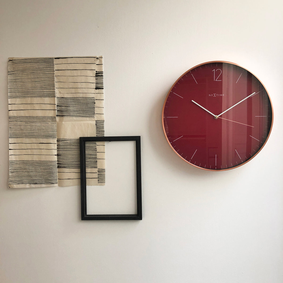 Large Wall Clock - Red  - Silent - Metal/Glass - 40 cm -Essential Copper XXL - NeXtime