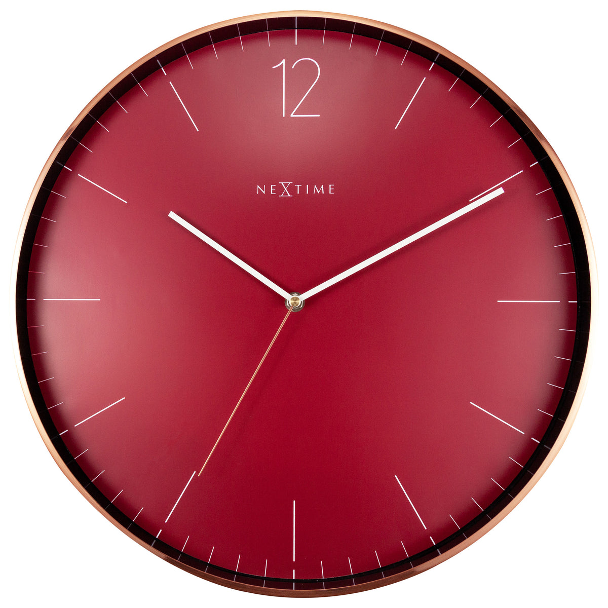 Large Wall Clock - Red  - Silent - Metal/Glass - 40 cm -Essential Copper XXL - NeXtime