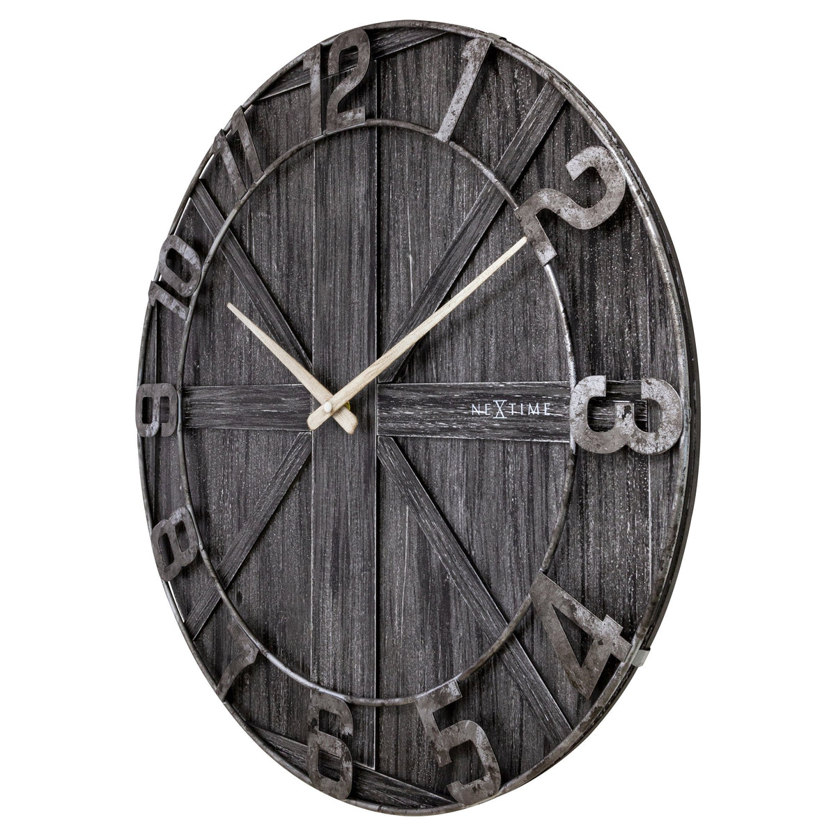 Large wall clock - 50cm - Silent - Black - Wood - Metal - &quot;York&quot; - NeXtime