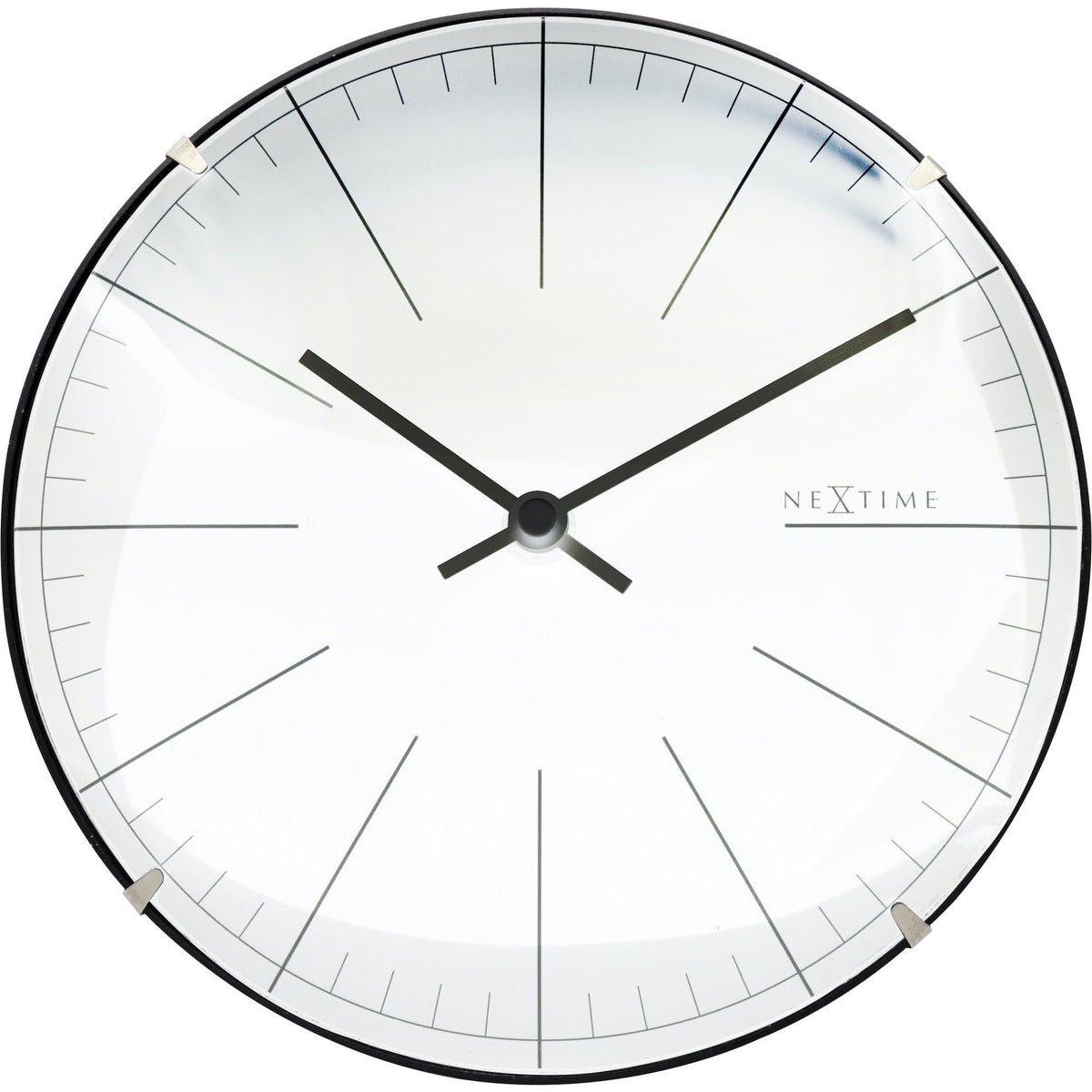 NeXtime - Wall clock/ Table clock- Ø 20 cm- Glass – Dome Shaped Glass- White – &#39;Big Stripe Mini Dome&#39;