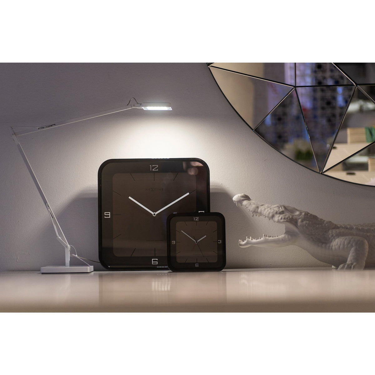 NeXtime - Wall clock - 40 x 40 x 4 cm - Wood - Black - 'Square Wall'