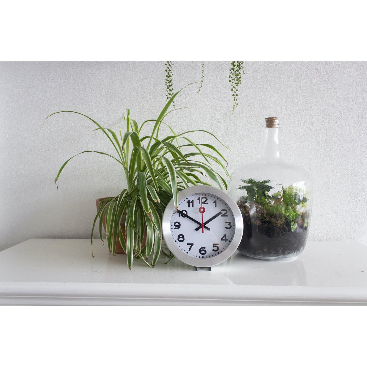 NeXtime - Wall clock/ Table clock - Ø 19 cm – Aluminum - Brushed - &#39;Station Numbers&#39;