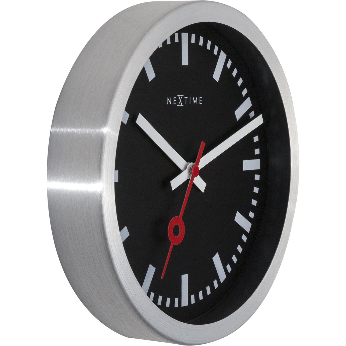 NeXtime - Wall clock/Table clock- Ø 19 cm – Aluminum – Black – &#39;Station Stripe&#39;