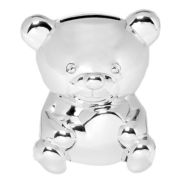 Mini Silver Plated Teddy Money Box