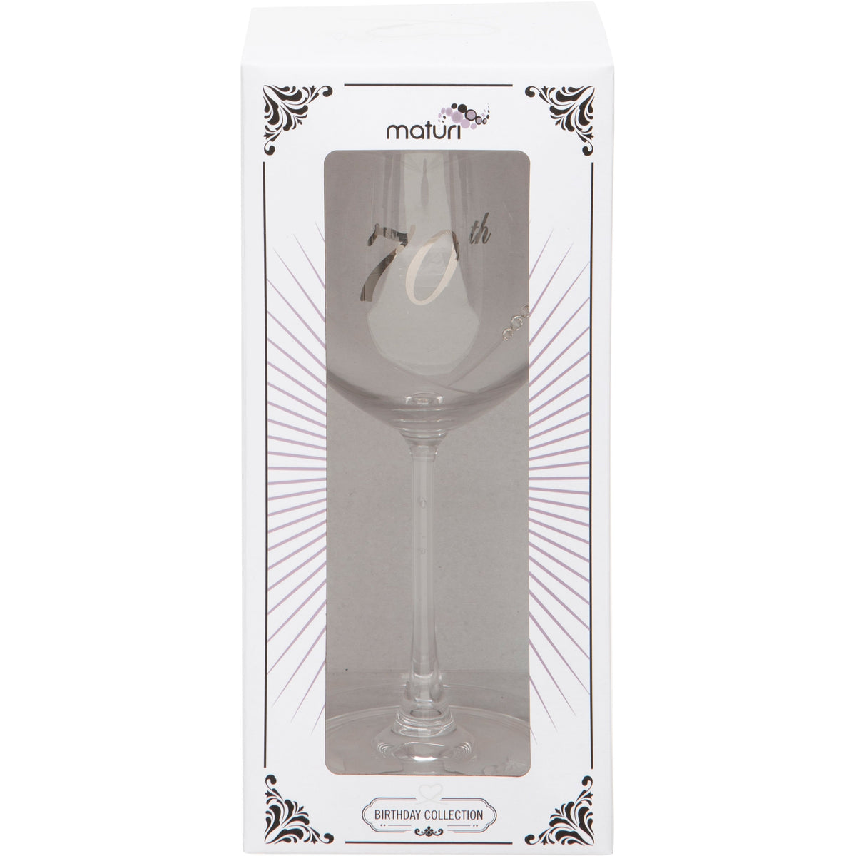 Etched Heart Wine Glass - 70th
