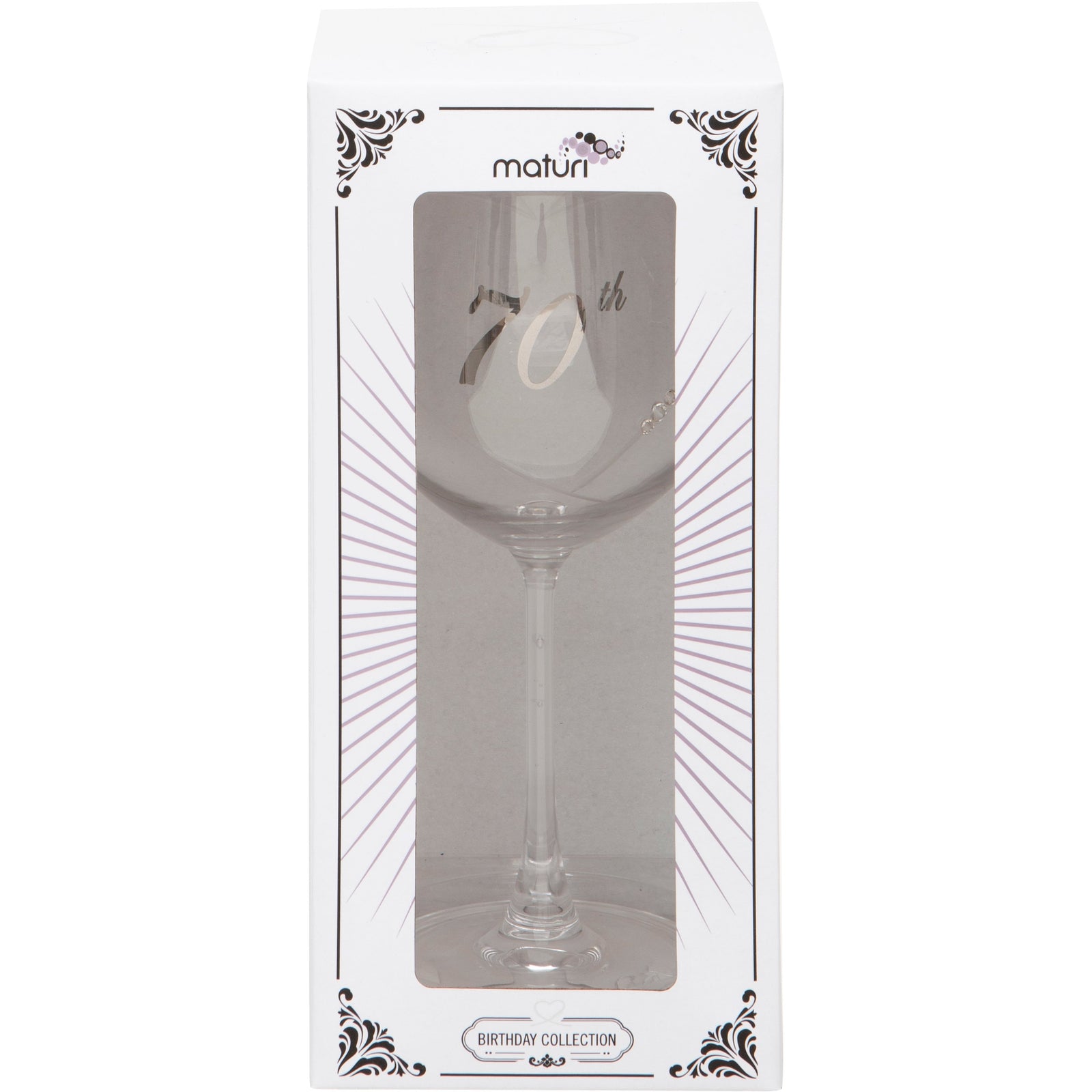 Etched Heart Wine Glass - 70th
