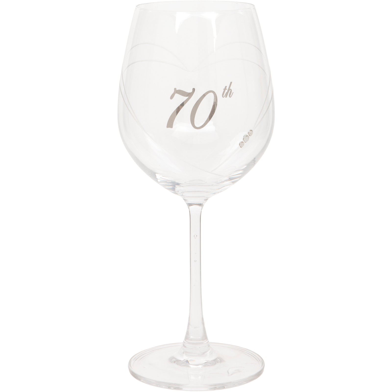 Etched Heart Wine Glass - 70th