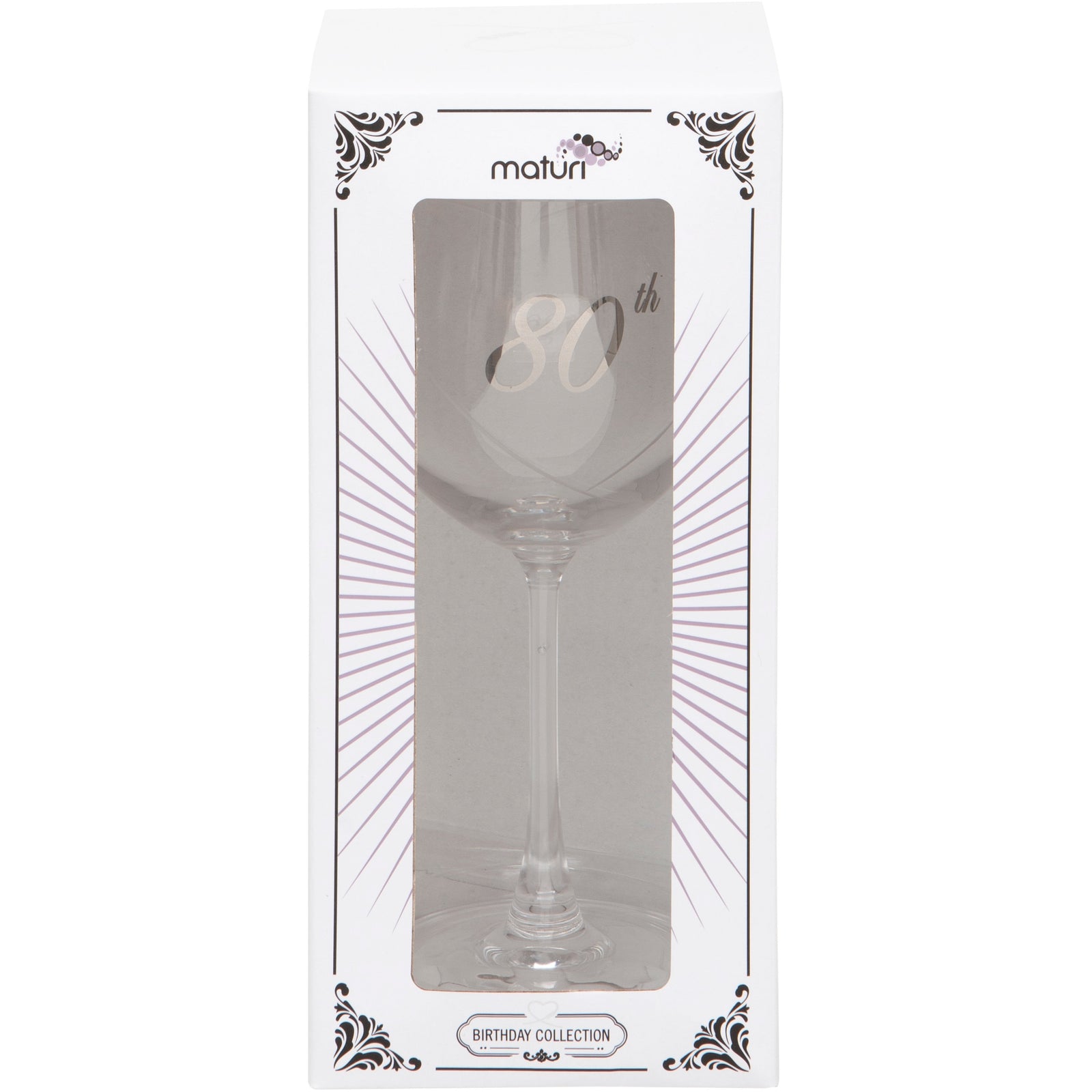 Etched Heart Wine Glass - 80th