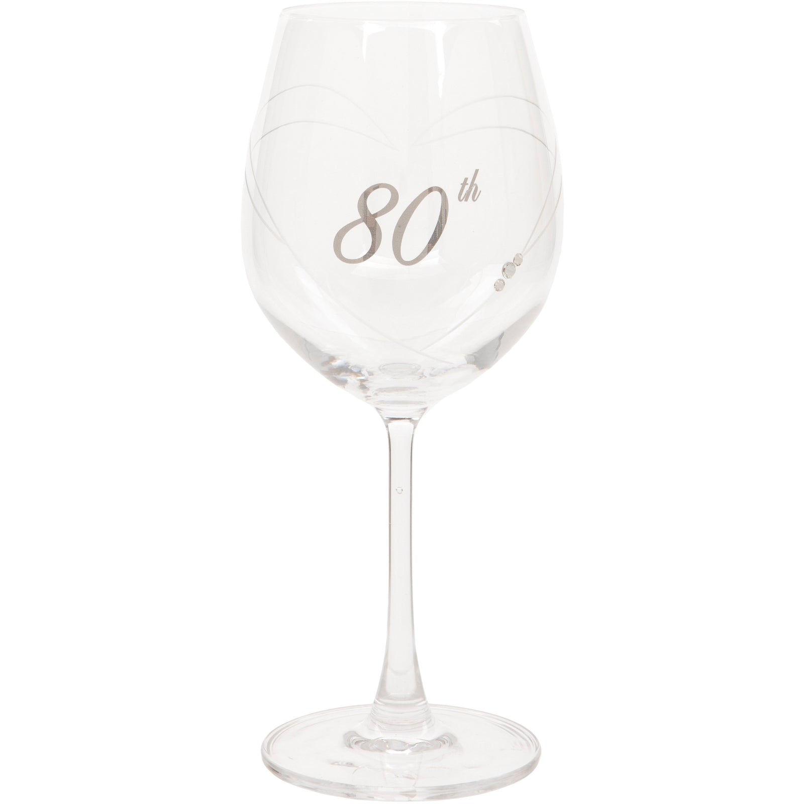 Etched Heart Wine Glass - 80th