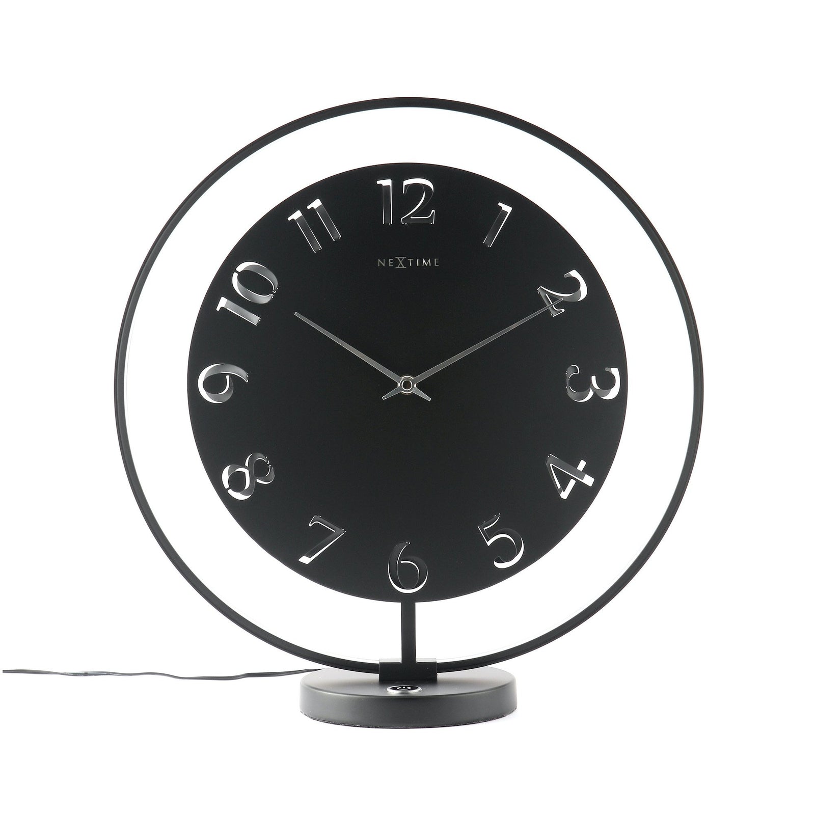 NeXtime - Table clock – 40 x 40.5 cm - Metal - Light unit- Black - 'Ting Table'