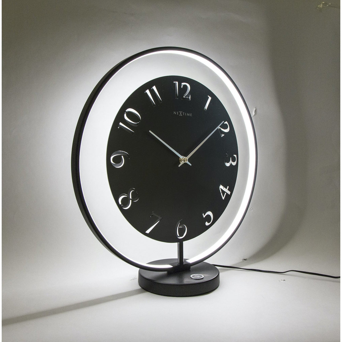 NeXtime - Table clock – 40 x 40.5 cm - Metal - Light unit- Black - &#39;Ting Table&#39;