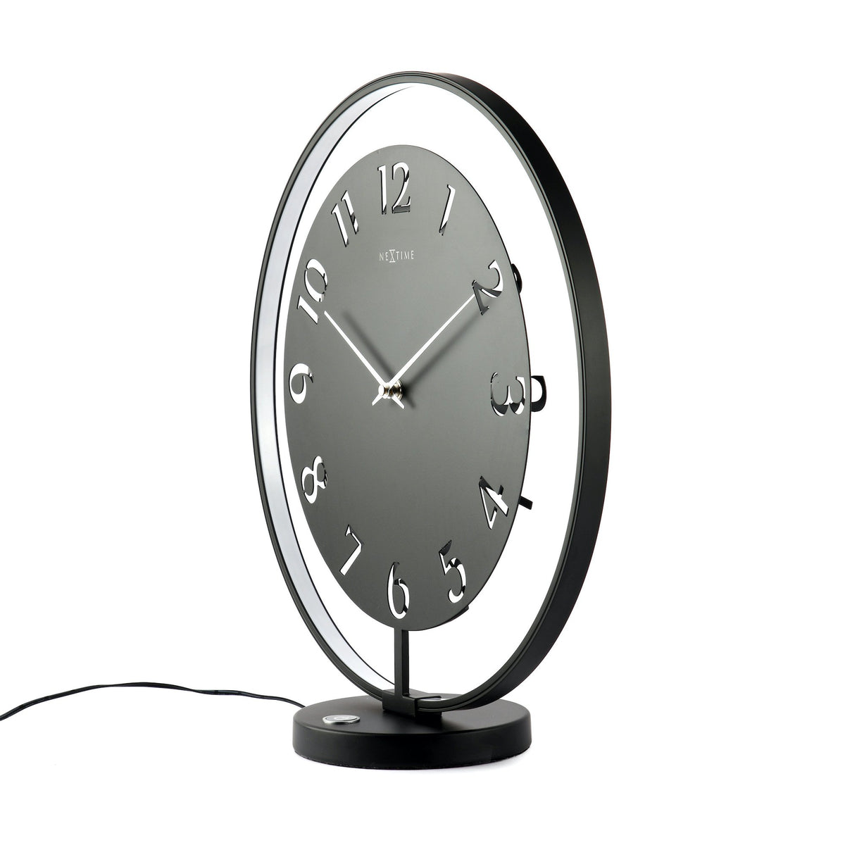 NeXtime - Table clock – 40 x 40.5 cm - Metal - Light unit- Black - &#39;Ting Table&#39;