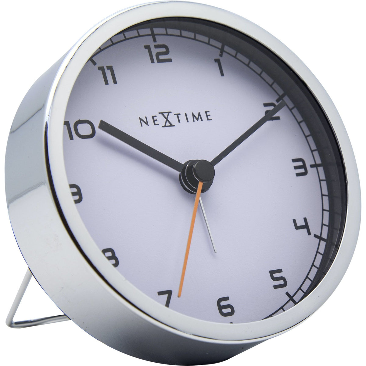 NeXtime - Alarm clock - 9 x 9 x 7.5 cm - Metal - White - &#39;Company Alarm&#39;