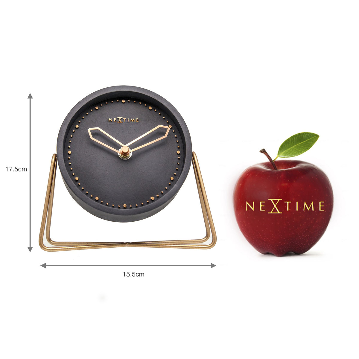 NeXtime - Table clock – 17.5 x 15.5 x 5 cm - Polyresin - Black