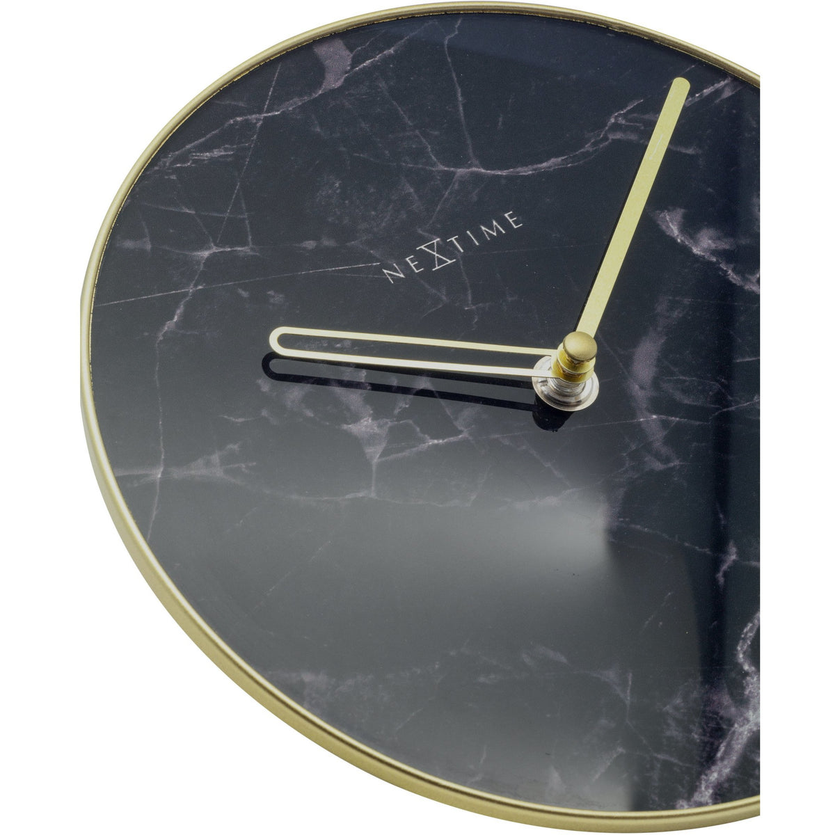 NeXtime- Table / Wall clock - Ø 20 cm - Glass / Metal - Black - &#39;Marble&#39;