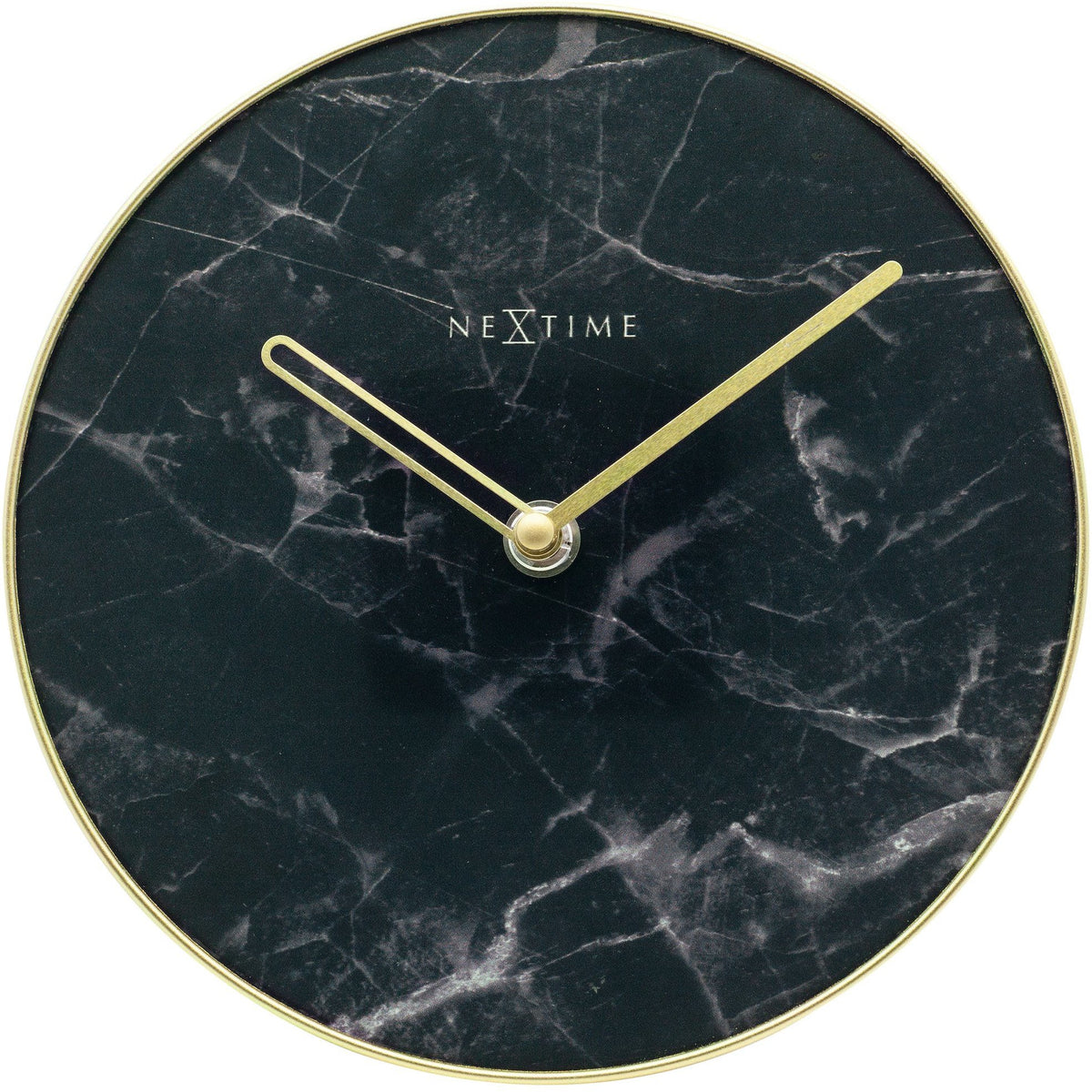 NeXtime- Table / Wall clock - Ø 20 cm - Glass / Metal - Black - &#39;Marble&#39;