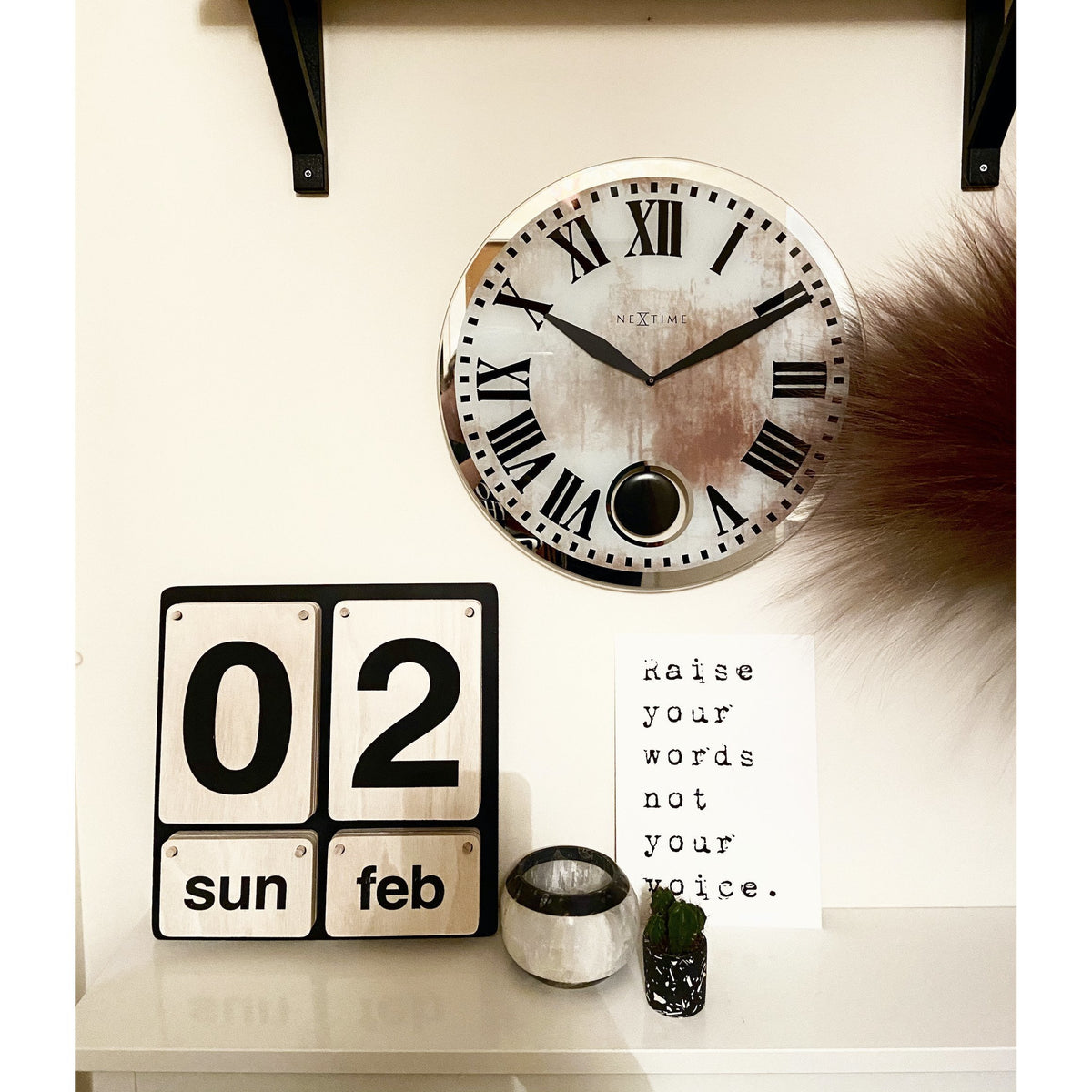 NeXtime - Wall clock – 43 x 4.2 cm - Glass - White - &#39;Romana&#39;