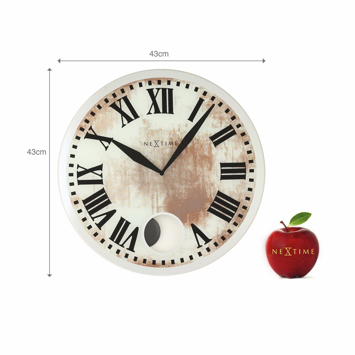 NeXtime - Wall clock – 43 x 4.2 cm - Glass - White - &#39;Romana&#39;