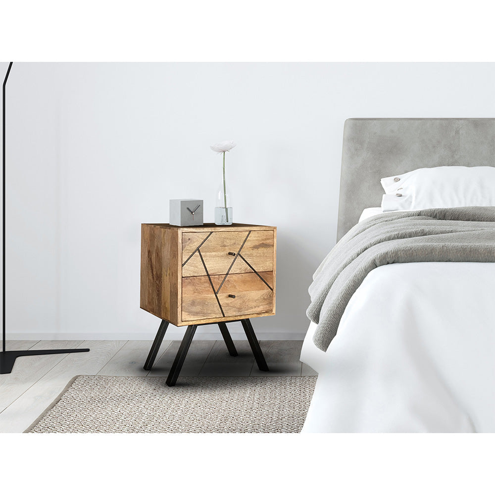 Amar 2 Drawer Mango Wood Bedside Table