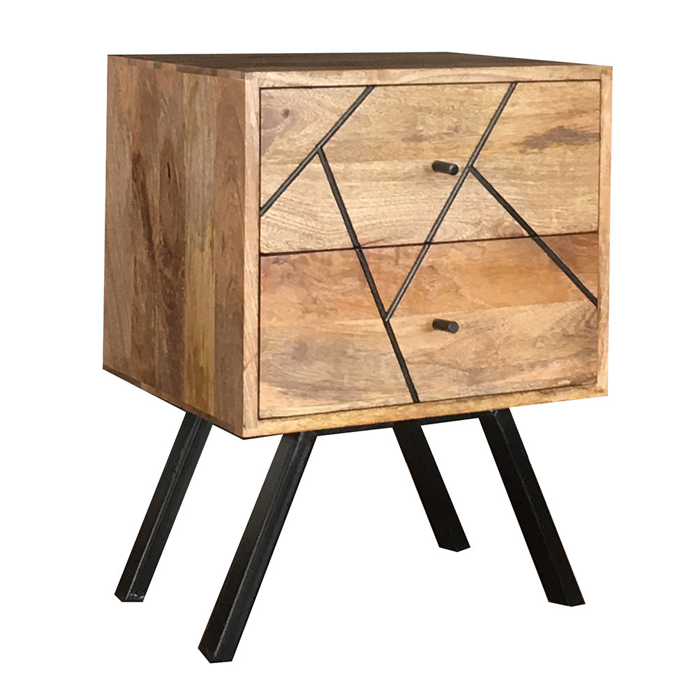 Amar 2 Drawer Mango Wood Bedside Table