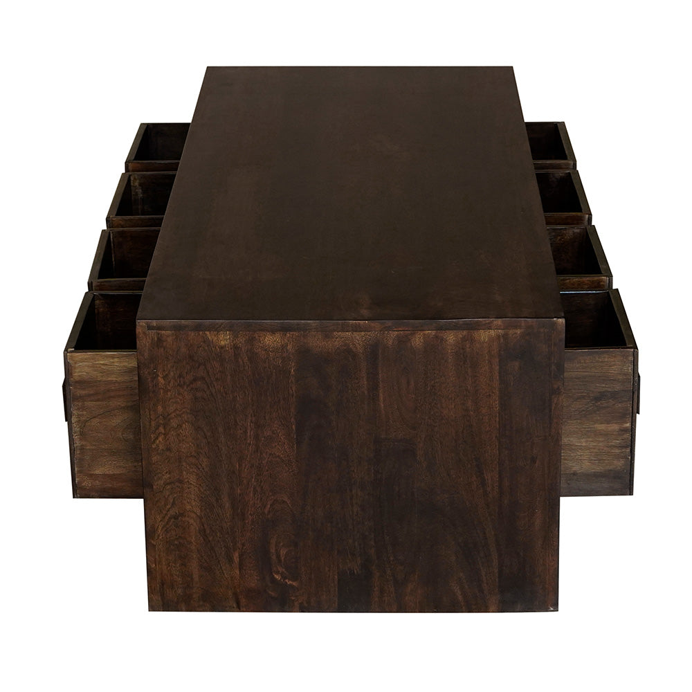 Dakota Mango Wood Eight Drawer Coffee Table