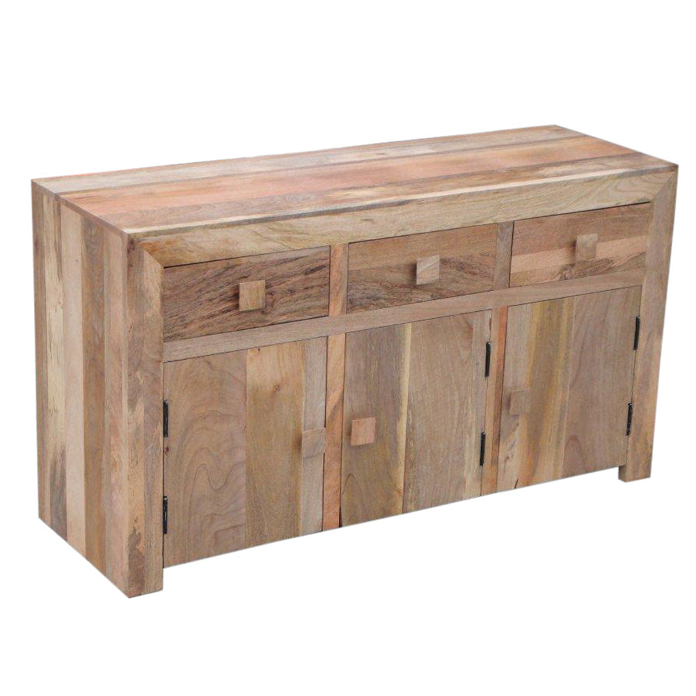 Dakota Light Mango Wood Three Drawer &amp; Door Sideboard