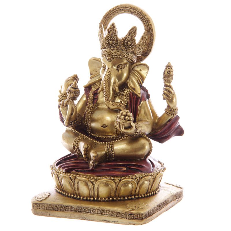 Gold and Red Ganesh 14cm Statue