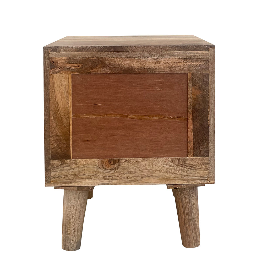 Geometric Mango Wood 2 Drawer Bedside Table