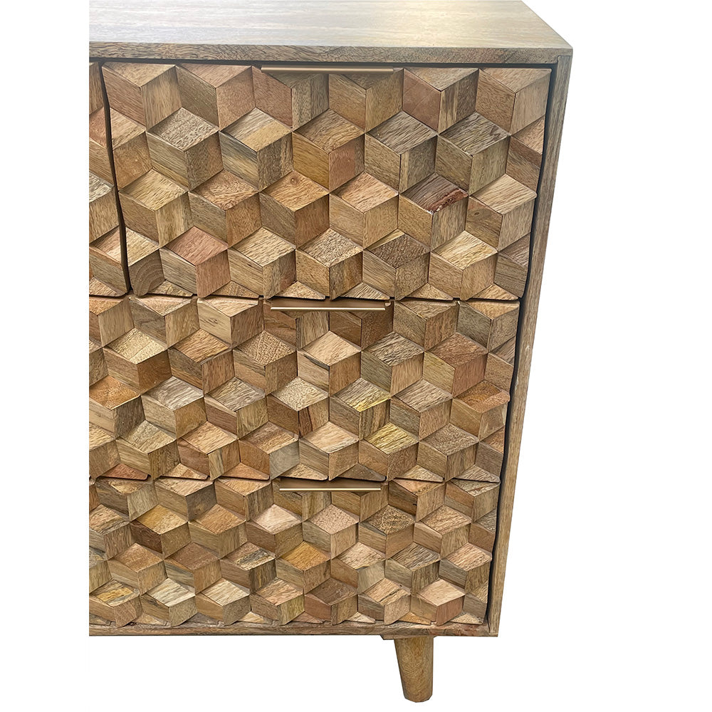 Geometric Mango Wood Chest of Drawers