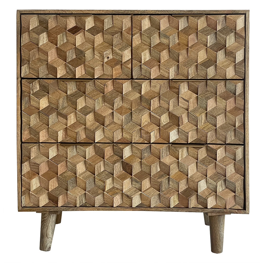 Geometric Mango Wood Chest of Drawers