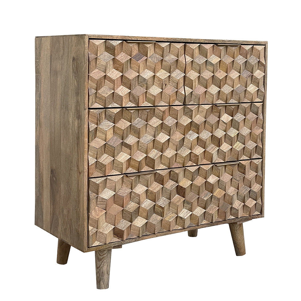 Geometric Mango Wood Chest of Drawers