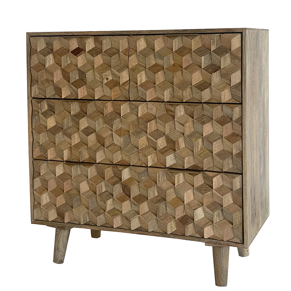 Geometric Mango Wood Chest of Drawers