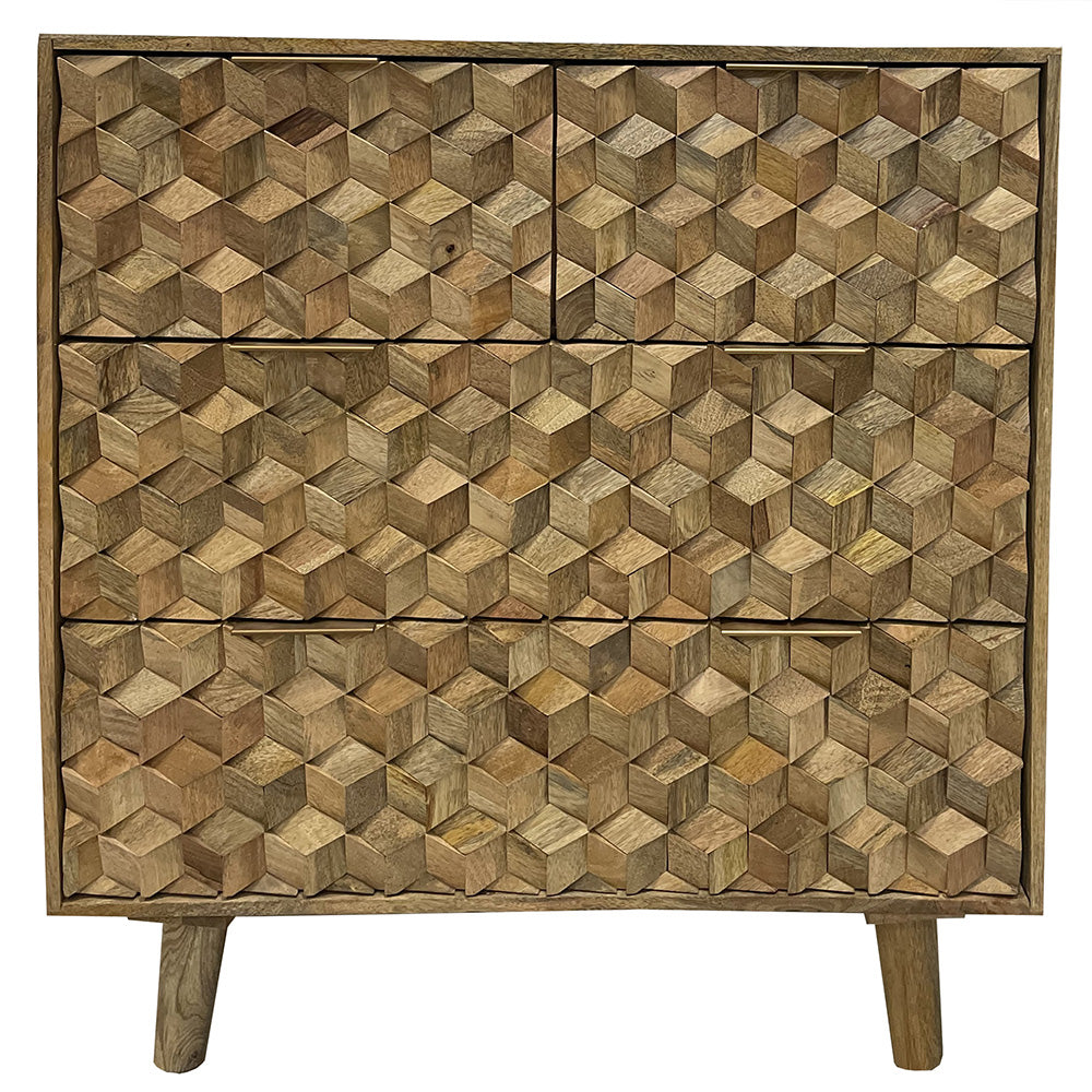 Geometric Mango Wood Chest of Drawers