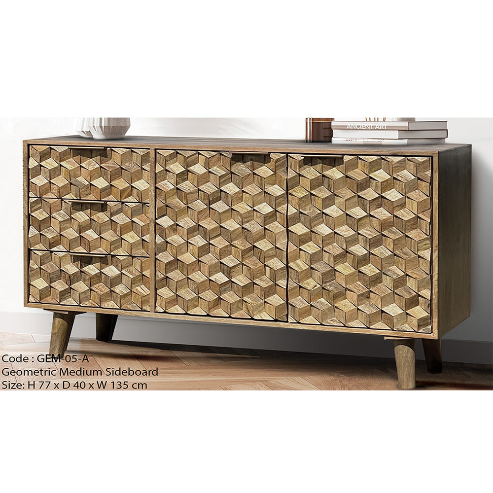 Geometric Mango Wood Medium Sideboard