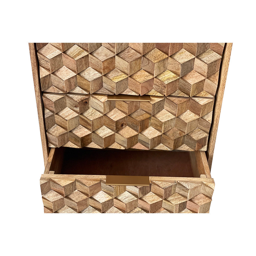 Geometric Mango Wood Tall Chest of Drawers