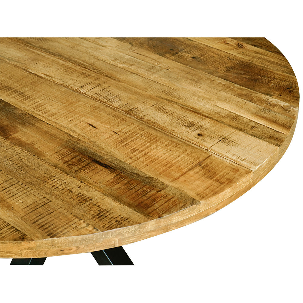 Industrial Mango Wood Round Dining Table 150cm