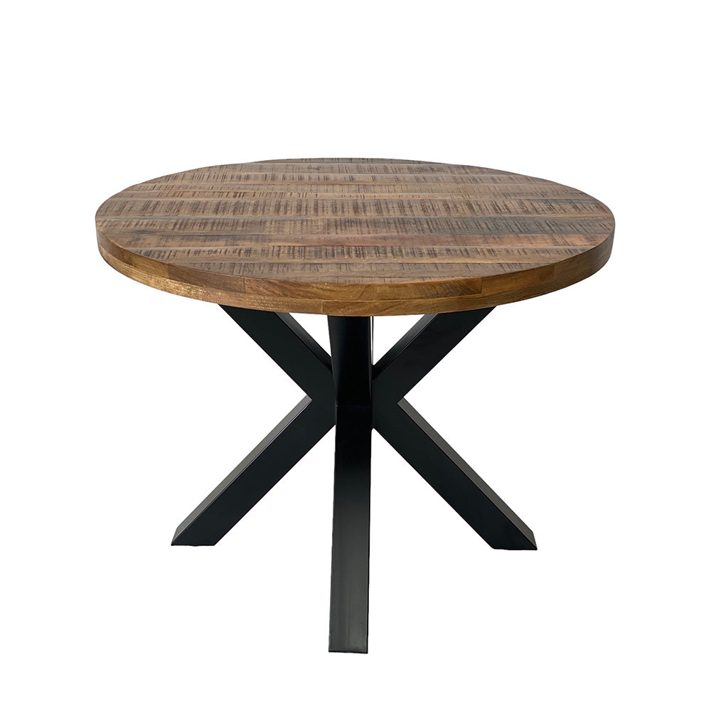 Industrial Mango Wood Round Dining Table 150cm