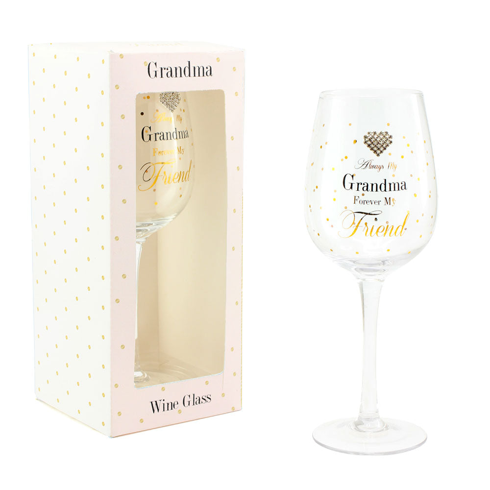 Mad Dots Grandma Heart Detailing Wine Glass