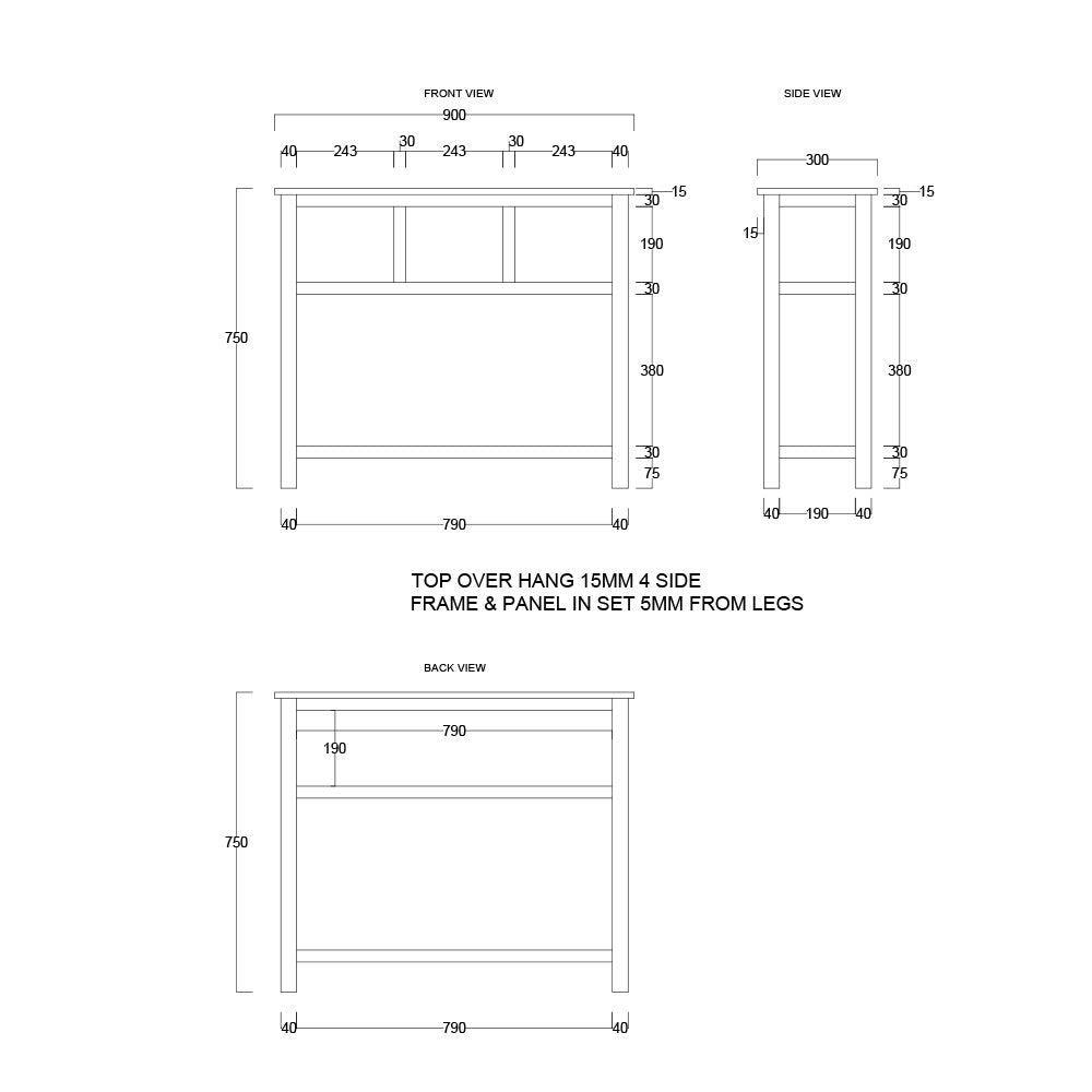 Klaasik Sheesham Wood Three Drawer Console Table