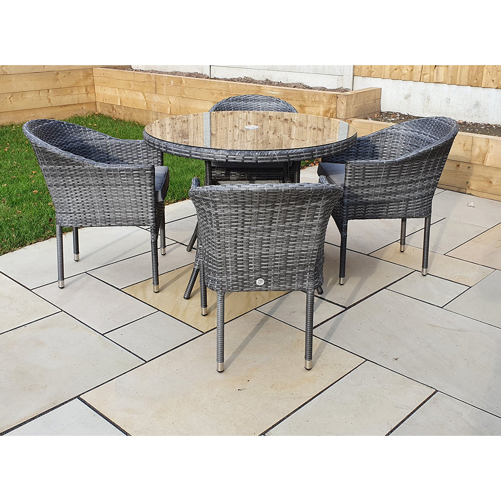 Emily 4 Seat Round Dining Set with Stacking Chairs