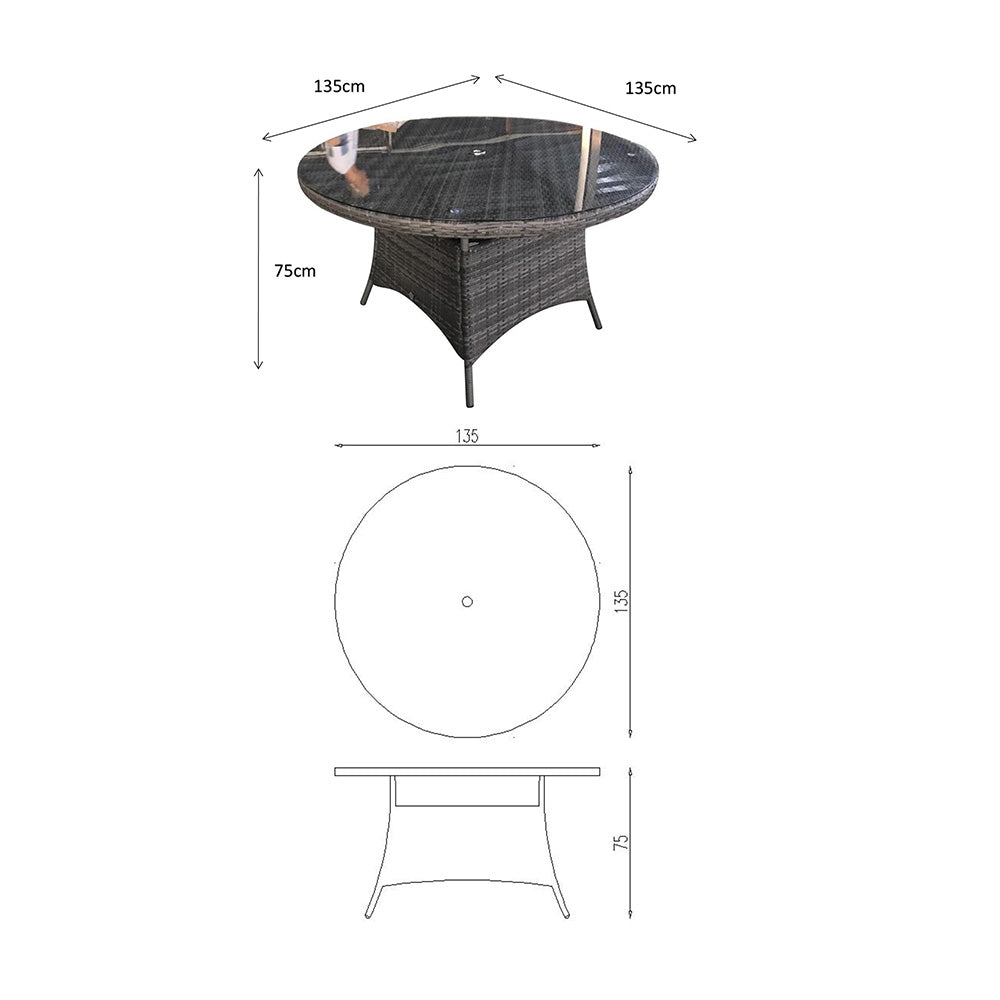 Victoria 6 Seat Round Dining Set with High Back Chairs