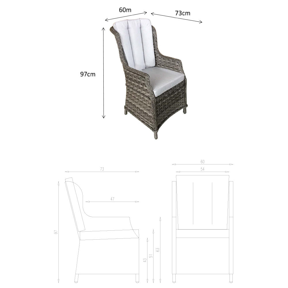 Victoria 6 Seat Round Dining Set with High Back Chairs