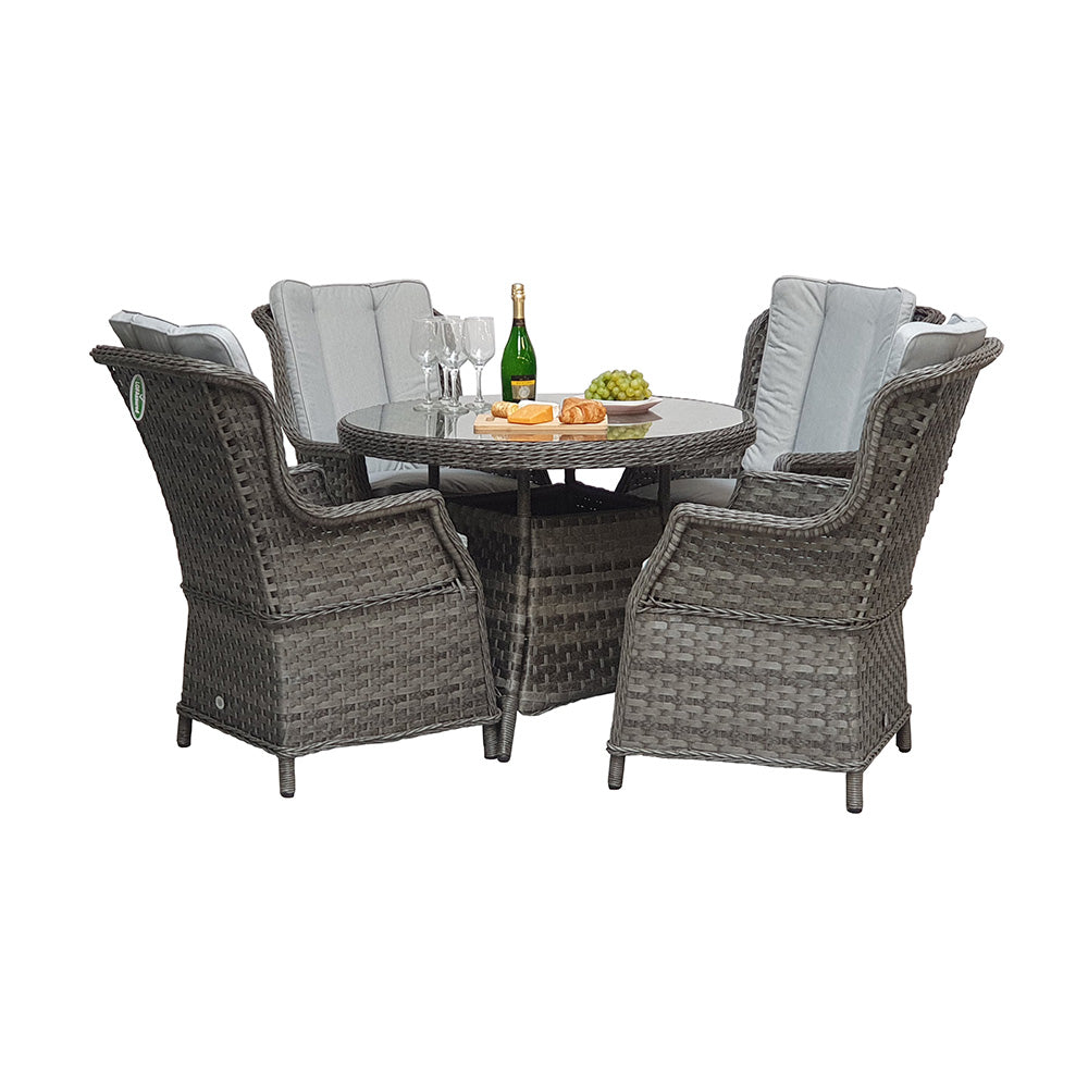 Victoria 4 Seat Round Dining Set with High Back Chairs