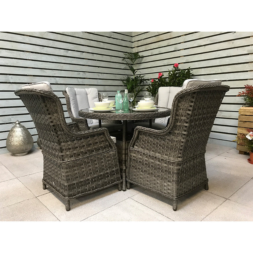 Victoria 4 Seat Round Dining Set with High Back Chairs